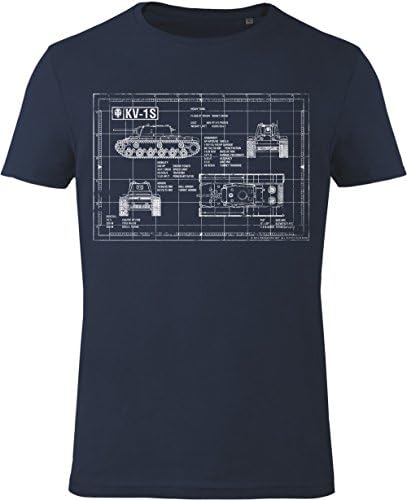GOZOO World of Tanks T-Shirt Men Blueprint Kv-1s 100% Cotton Blue 2XL
