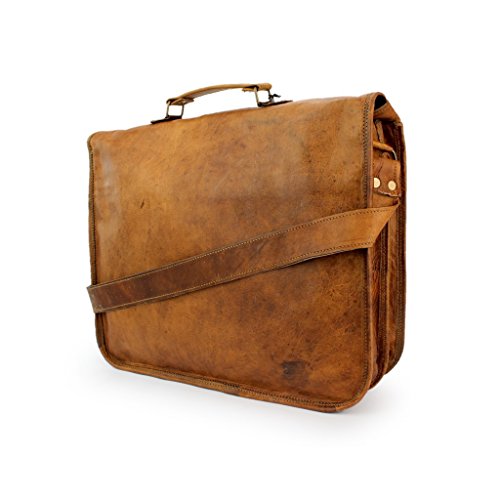 A.P. Donovan – Leder-Schulter-Tasche handgefertigt – robuster Messenger Bag im vintage Look – Laptop-Büro-Akten-Umhänge-Tasche mit Tragegriff - 5