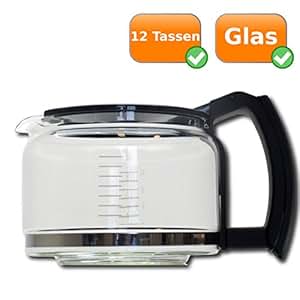 Universal Ersatz Glaskanne mit Deckel für Kaffeemaschine