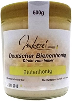 Blossom honey from the family beekeeping Hermann - Honey from Bavarian meadows directly from the regional beekeeper, 6x 500g | Honey with a mild and balanced taste from sustainable beekeeping