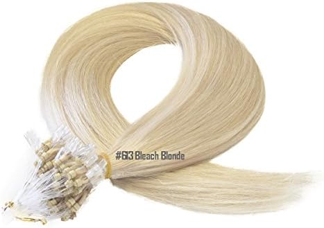Micro Loop Ring REMY Human Hair Extensions-#613 Bleach Blonde-0.8g x 20strands-Grade AAA