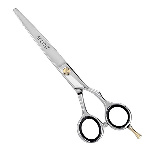 ACEVIVI 6.5" Stainless Steel Professional Barber Hair-cutting Scissors / Shears - Adjustable Tension and Finger Inserts, Sharp Blades for Easy Hairstyling and Trimming