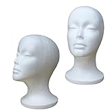 POLYSTYRENE WHITE FEMALE DISPLAY HEAD MANNEQUIN FOR WIG