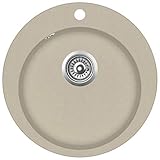 Material: Granito vidaXL Fregadero de Cocina de Granito con un Seno Redondo Lavabo Grifos Beige
