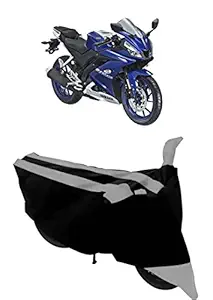 NEXTON Presents Semi Waterproof Bike Cover Compatible with Yamaha R15 V3 - Heatproof Fabric (Grey)