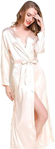 JZLPIN Women's Long Lace Dressing Gown Kimono Robe Nightwear Sleepwear Bathrobe Champagne