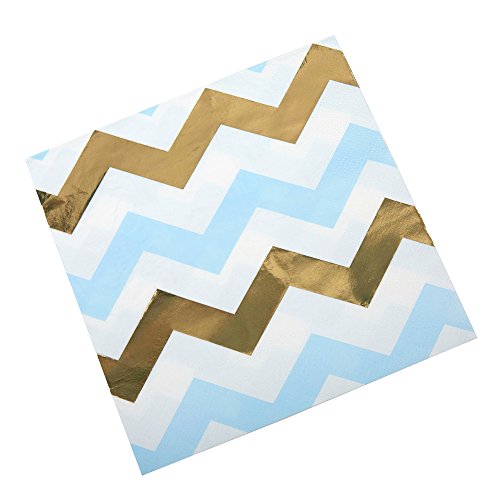 Neviti Motif Fonctionne - Serviette de Table Chevron, Bleu, Lot de 16