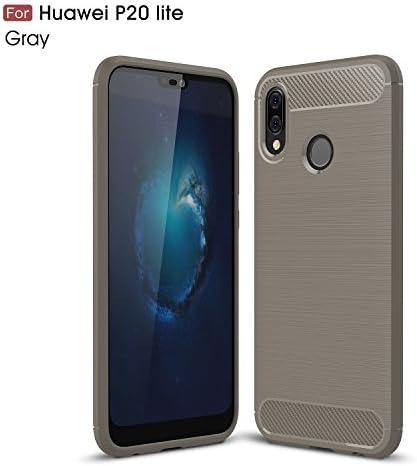 TH000 Carbon Fiber Back Design Cover for Huawei P20 Lite Case Soft Rubber Full Range Protection Slim-Fit Hybrid Case Cover for Huawei P20 Lite Case (gray)