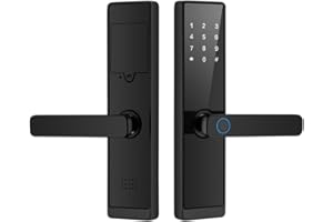 Matybobe Smart Door Lock Keyless Entry Door Lock Handle with Cards and Keys Biometric Door Lock Tuya App Remote Operation WiFi Smart Lock for 30-100mm Office Home Bedroom Door