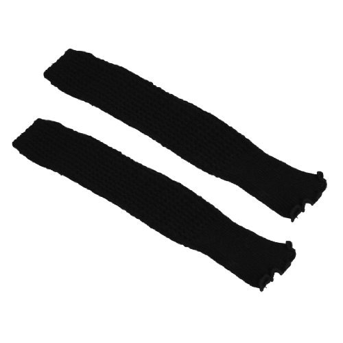 Miki&Co Pair Ribbed Elastic Cuff Toeless Knee High Leg Warmer Socks Black for Woman