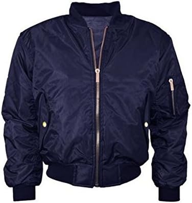 Ladies Classic harrington MA1 Padded Bomber Jacket Pilot Vintage Zip Up Biker Coat Stylish XS S M L XL (L, NAVY)