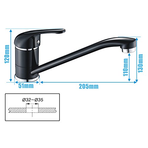 Auralum® Elegant Niederdruck Mischbatterie 360° Drehbar Armatur Wasserhahn Waschtischarmatur Wasserfall Einhandmischer für Spüle Küche mit 2 Jahre Garantie - 4