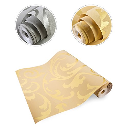 KINLO® Tapete Vlies 3d 10x0.53m(5.3?) Tapete gold barock tapete Wand für Wohnzimmer TOP Qualität Wandaufkleber für Schlafzimmer Möbelfolie barock tapete modern tapete muster tapete für Büro 2 Jahren Garantie