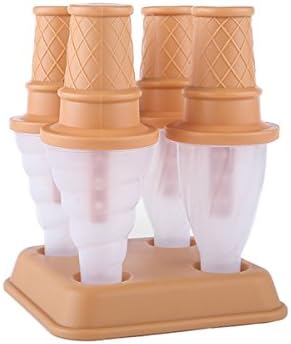 Shenline A Group Of 4 Sticks Frozen Ice Cream Popsicles Mold Kitchen Tools Creative Homemade DIY Sweet Tube Ice Lolly Translucent Mould For Kids And Adults (Khaki)