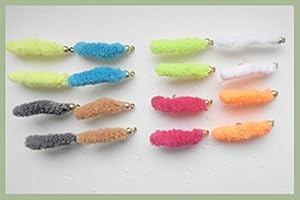 TROUTFLIES UK MOP FLIES Mop Fishing Flies, 16 Mixed Pack Goldhead Mop Flies, Size 10, Mixed Colours