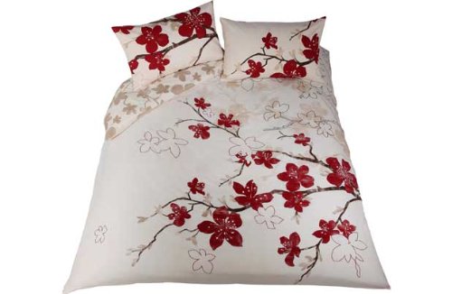 Blossom Red and Cream Bedding Set - Kingsize.