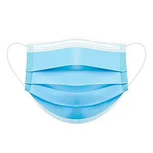 3 Layer Face Mask with Nose Clip, Non Woven Fabric, Surgical 3 Ply Mask with Bacterial Filtration Efficiency (BFE) >95% Pharmaceutical Breathable Disposable Anti Pollution Face Mask For Men, Women, Kids (Blue, Without Valve, Pack of 100)