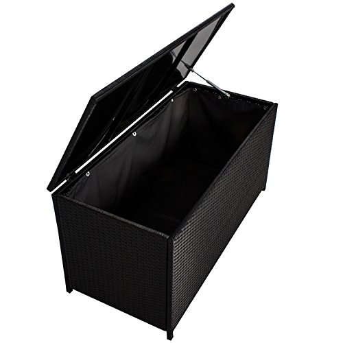 Polyrattan Gartenmöbel Auflagenbox mit wasserabweisender Innenplane in schwarz - 4