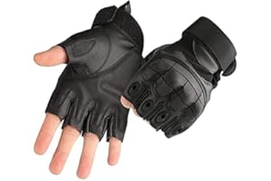 COZOME Motorradhandschuhe Fingerlos Herren, Halbfinger Handschuhe Motorrad Sommer, Knöchelschutz Kurzfinger Handschuhe für Skate Motorroller Fahrrad Motocross Chopper