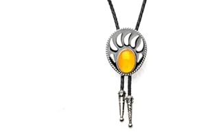 CNAYDINGCJ Cravate Bolo Western Pour Hommes Et Femmes Agate Ethnique Patte D'Ours Ajourée - Cravate Hip Hop Rétro En Cuir Américain Bola Tie String, Tendance Mode Nouveauté Bijoux Cowboy Accessoires Cadeau