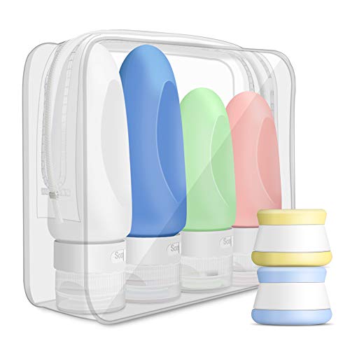 Silicone Travel Bottle, Opret 6 PCS Leak Proof Travel Containers Set with Label and Bag Refillable Travel Pots for Shampoos, Lotions and Toiletries, BPA Free Flight Approved