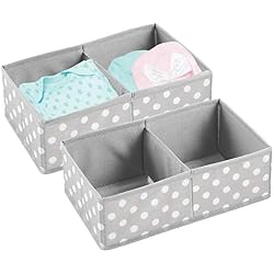 mDesign Boite de Rangement pour vêtements, Accessoires pour bébé (Lot de 2) - Boite en Tissu pour Chambre d'enfant - Module de Rangement avec 2 Compartiments - Gris/Blanc