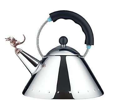 Alessi 9093REX B Bouilloire avec Poignée/Sifflet-Reptile Préhistorique Acier Inoxydable/Polyamide Brillant Noir/Métallisé Cuivre