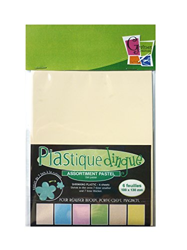 PW International Schrumpffolie aus Kunststoff, 100 x 130 mm, ab 3 Jahren, verschieden Pastellfarben, 6 Blatt