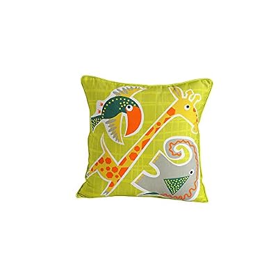 ShalinIndia Numérique Coussin Imprimer Enfants Cover main 18x18 pouces 1 Piece 100% coton, KCC181-153-Eagle, girafe, éléphant