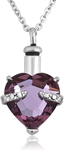 Uniqueen Heart Crystal Cremation Jewellery Urn Necklace for Ashes Memorial Keepsake Pendant