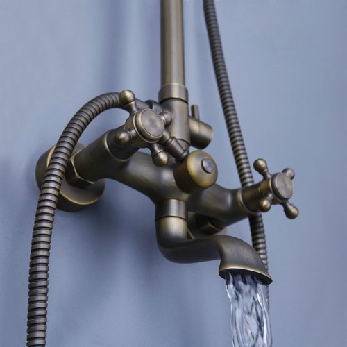 Hiendure® Durchmesser 8 Zoll Runde Einbauduschköpfe Messing Bad Regendusche Kopf + Brausearm Wandarm Dusche - 3