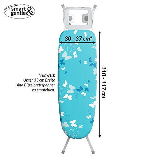 smart&gentle Bügeltischbezug passend für Bügeltische von 110-117 cm x 30-37 cm, Bügelbrettbezug 5-lagig türkis/weiß - 2