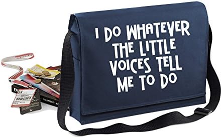 Little Voices-Unisex Funny Sayings Bagbase Conference Messenger Bag-French Navy