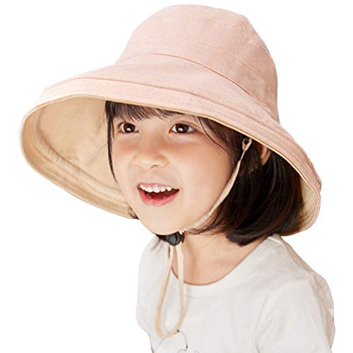 Lachi Sombrero de Sol Niña Gorra de Sol Chica Gorro de Playa Niñas Anti UV Reversible Doble Cara Protección Solar Alas Anchas Transpirable para Viaje Beach Piscina al Aire Libre 3-7 años.