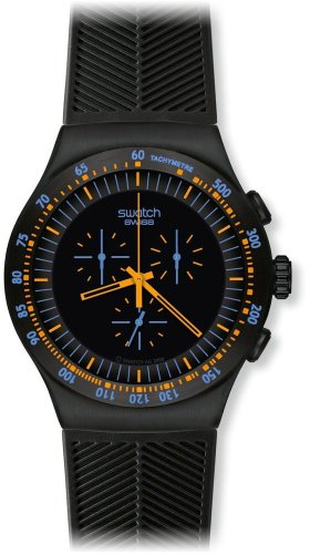 Price comparison product image Swatch Men's YOB104 Stainless Steel Black Dial Chronograph Watch