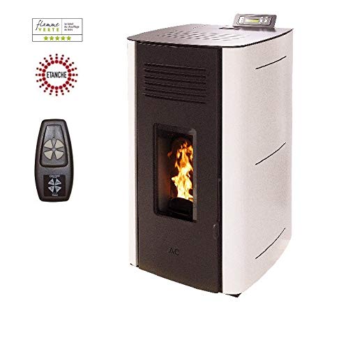 Poêle à granules HYDRO ELIO ETANCHE 13KW - Blanc option télécommande