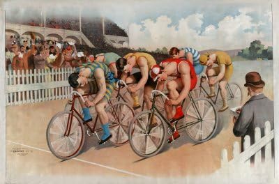 Bicycle Race Scene 1895 - Vintage Image Mouse Mat