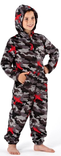 i-Smalls One 07 Grenouillère Avion Camouflage Laine Polaire avec Une Capuche Garçon (Gris) 11-12 Ans