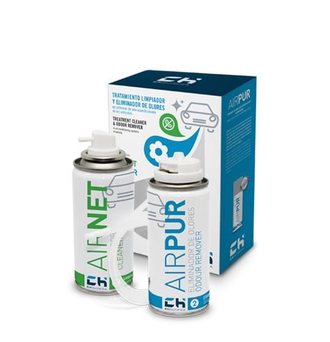 Airnet & Airpur Auto - Kit limpiador aire acondicionado vehículo 2x100ml