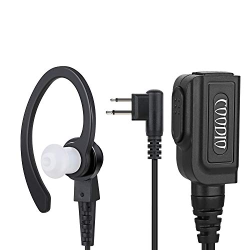 COODIO Flexible Earpiece Advanced Security Headset [in-line Microphone and PTT] Superior C-Ring Speaker For 2 Pin Motorola Radio DP1400, XT660d, XT665d, XT420, XT460, XTNi