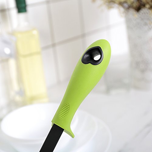 Ambrosya® | Funktionales Küchenhelfer-Set aus 7 Teilen | Kelle Kochgeschirr Kochset Küchenset Küchenutensilien Löffel Nudelzange Pastaheber Pastalöffel Pfannenwender Schöpfkelle Zange (7 Teile, Grün) - 7