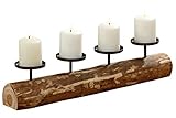 Jeder Kerzenhalter ein Unikat Kerzenleuchter rustikal Alpenhütte Shabby Landhaus Design Tempe 4er L51cm Material: Eukalyptus /lat.