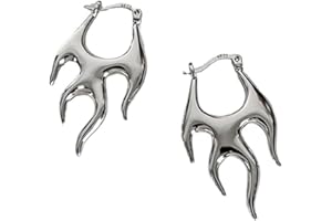 IMINI Punk płomień kolczyki obręcze dla kobiet dziewcząt minimalistyczne wiszące wiszące koła huggie kolczyki ogień oświadczenie małe obręcze proste ucho biżuteria prezenty hipoalergiczne, Metal, nowe