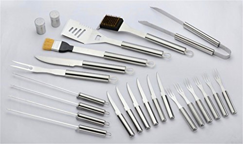 RoseFlower® 24 teilig Hochwertige Edelstahl Grillbesteck Barbeque mit Aluminium-Koffer enthalten – Perfekte Schwerlast Professionelle Grill-Werkzeug BBQ Zubehör Kit - 6