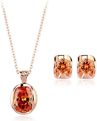 18ct Gold Finish Earrings & Necklace Jewellery Set with Swarovski Crystals