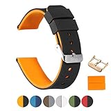 Uhrenarmbänder aus Silikon (doppelseitige Verfügbarkeit + 2 Schnallen + 4 Schlaufen) iStrap Gummi Ersatz für Herren und Damen Smartwatches 20 mm, 22 mm