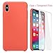 Produktbild QINPIN 2019 Tolle Dünne Silikon-Leder-weiche Hülle + gehärtete Folie für iPhone XS max 6,5inch Orange