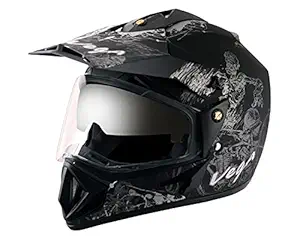 Off Road D/V Sketch Dull Black Silver Helmet-L