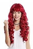 Länge: ca. 65 cm WIG ME UP - 0082-ZA13A Perücke Damen Karneval Halloween lang Locken lockig voluminös Pony rot dunkelrot