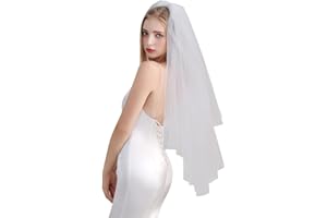 CICILIAYA Bridal Veil Wedding Vails Women's Simple White Ivory Tulle Short Veils With Comb for Brides Shower Bachelorette Hen Party Chucky Costume Dress Up Gift (Off White)